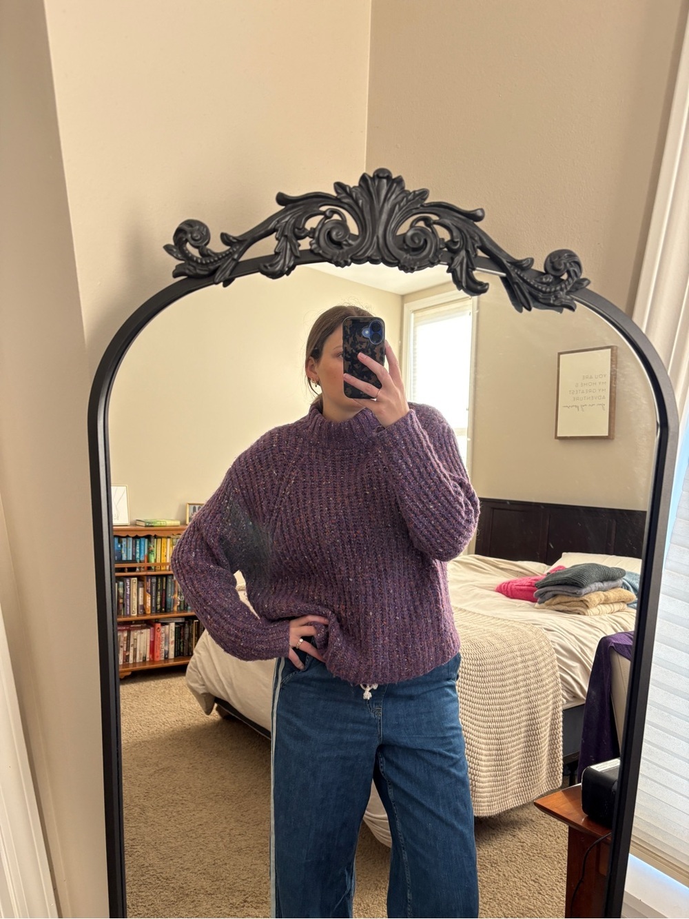 A New Day Mockneck Knit Cozycore Feminine Purple Sweater Women’s Medium Teacher